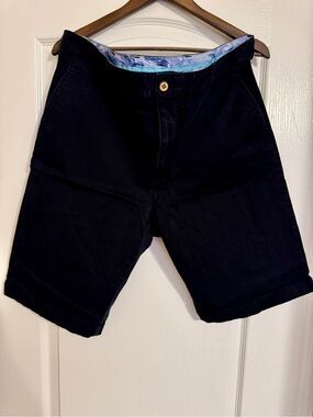 Tommy Bahama Navy Flat Front Cotton Shorts